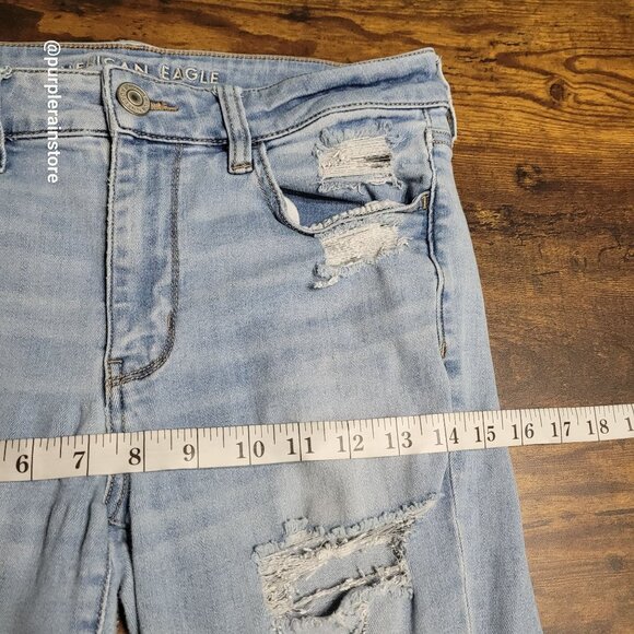 American Eagle Jeans 12 L Jegging Mid Rise Next Level Stretch Medium Light Wash - Picture 9 of 13